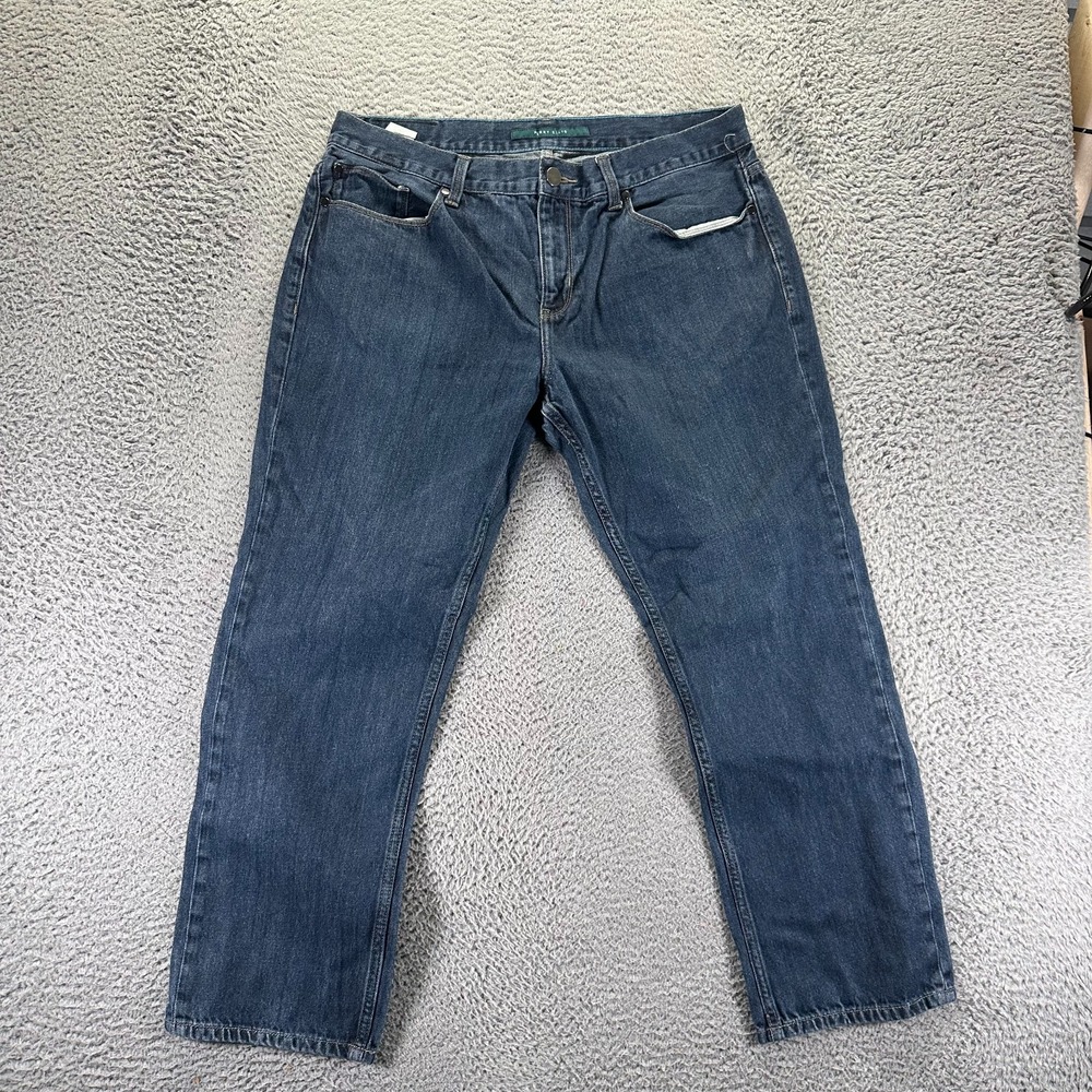 Perry Ellis Jeans Mens 36x28 Blue Cotton Denim Straight Travel Workwear Utility
